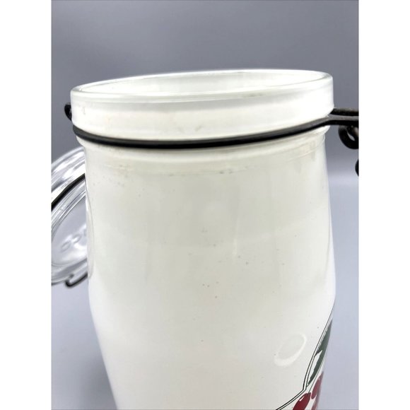 Vintage Cherries Glass Jar Canister Sugar 1.5L Hook & Wire Bale Lid - Picture 12 of 12